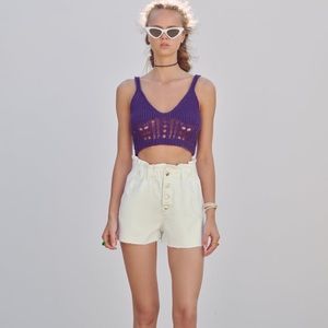 Zara buttoned paper bag baggy shorts